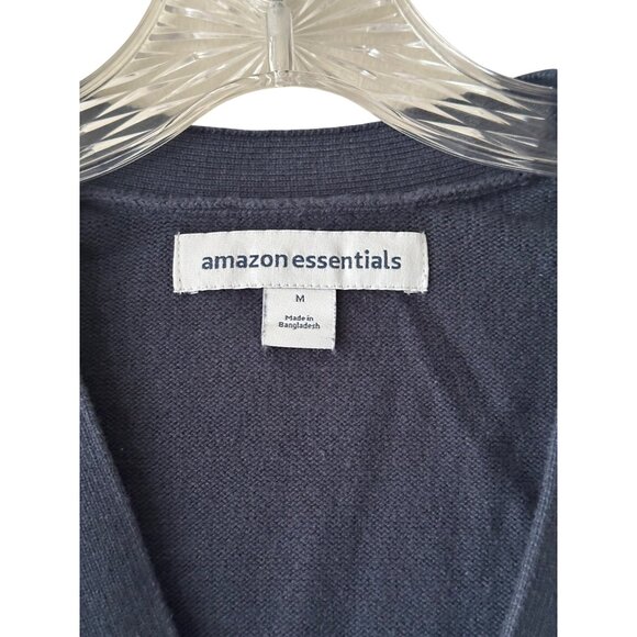 Share Mens Navy Blue Cardigan Sweater V Neck Button Up M 100%Cotton Fall Staple - Picture 3 of 9